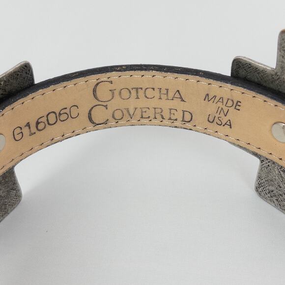 Gotcha Covered Black Leather Belt Large Crosses Concho Style Western Size Small - Picture 7 of 13